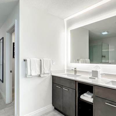 Grove Resort masted bathroom with double sink